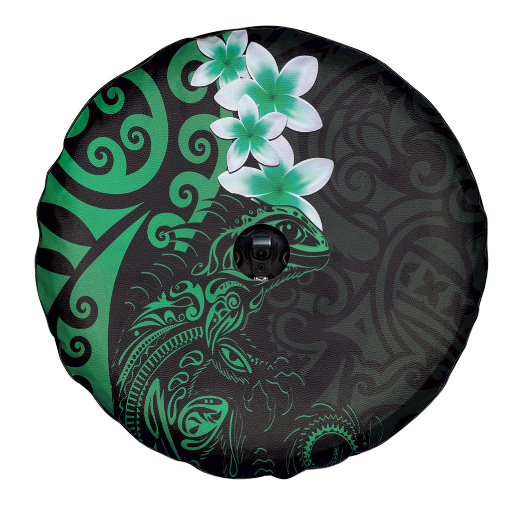 New Zealand Tuatara Plumeria Spare Tire Cover Maori Green Koru Tribal Tattoo LT01 - Polynesian Pride