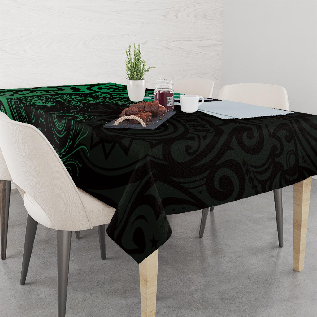 New Zealand Tuatara Plumeria Tablecloth Maori Green Koru Tribal Tattoo LT01 - Polynesian Pride