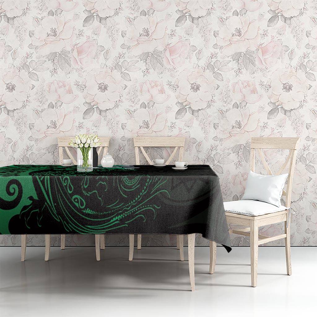 New Zealand Tuatara Plumeria Tablecloth Maori Green Koru Tribal Tattoo LT01 - Polynesian Pride