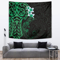 New Zealand Tuatara Plumeria Tapestry Maori Green Koru Tribal Tattoo LT01 Green - Polynesian Pride