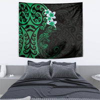 New Zealand Tuatara Plumeria Tapestry Maori Green Koru Tribal Tattoo LT01 - Polynesian Pride