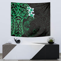 New Zealand Tuatara Plumeria Tapestry Maori Green Koru Tribal Tattoo LT01 - Polynesian Pride