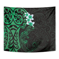 New Zealand Tuatara Plumeria Tapestry Maori Green Koru Tribal Tattoo LT01 - Polynesian Pride
