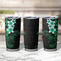 New Zealand Tuatara Plumeria Tumbler Cup Maori Green Koru Tribal Tattoo LT01 - Polynesian Pride