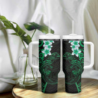 New Zealand Tuatara Plumeria Tumbler With Handle Maori Green Koru Tribal Tattoo LT01 - Polynesian Pride