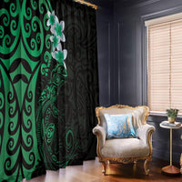 New Zealand Tuatara Plumeria Window Curtain Maori Green Koru Tribal Tattoo LT01 - Polynesian Pride