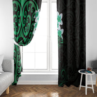 New Zealand Tuatara Plumeria Window Curtain Maori Green Koru Tribal Tattoo LT01 - Polynesian Pride