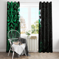 New Zealand Tuatara Plumeria Window Curtain Maori Green Koru Tribal Tattoo LT01 - Polynesian Pride