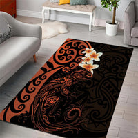 New Zealand Tuatara Plumeria Area Rug Maori Orange Koru Tribal Tattoo LT01 - Polynesian Pride