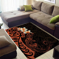 New Zealand Tuatara Plumeria Area Rug Maori Orange Koru Tribal Tattoo LT01 - Polynesian Pride