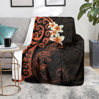 New Zealand Tuatara Plumeria Blanket Maori Orange Koru Tribal Tattoo LT01 - Polynesian Pride