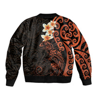 New Zealand Tuatara Plumeria Bomber Jacket Maori Orange Koru Tribal Tattoo LT01 - Polynesian Pride