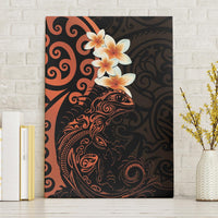 New Zealand Tuatara Plumeria Canvas Wall Art Maori Orange Koru Tribal Tattoo LT01 Without Frame Orange - Polynesian Pride