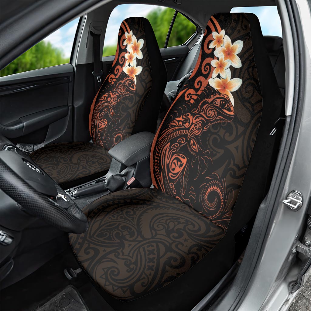New Zealand Tuatara Plumeria Car Seat Cover Maori Orange Koru Tribal Tattoo LT01 - Polynesian Pride