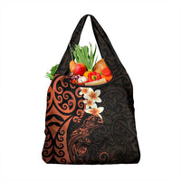 New Zealand Tuatara Plumeria Grocery Bag Maori Orange Koru Tribal Tattoo LT01 1-pack One Size Orange - Polynesian Pride