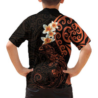 New Zealand Tuatara Plumeria Hawaiian Shirt Maori Orange Koru Tribal Tattoo LT01 - Polynesian Pride