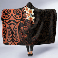 New Zealand Tuatara Plumeria Hooded Blanket Maori Orange Koru Tribal Tattoo LT01 - Polynesian Pride