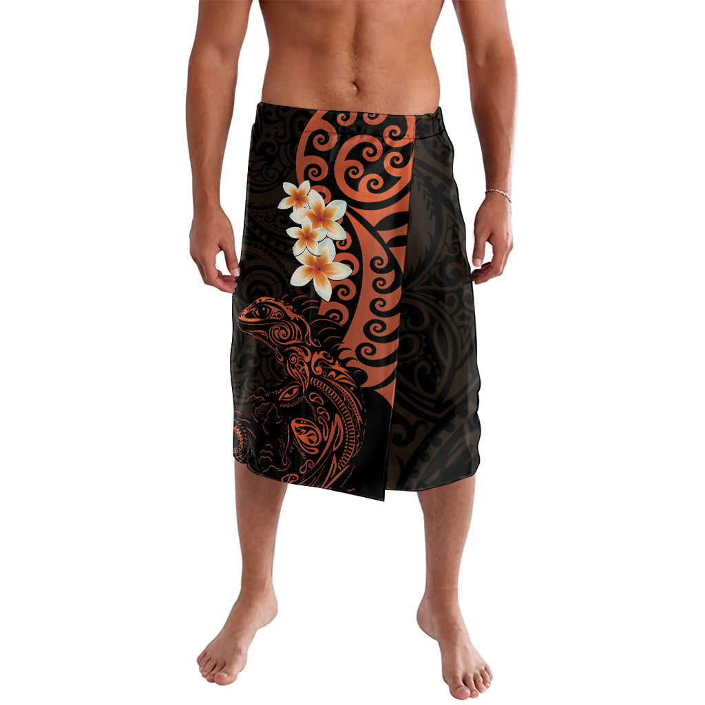 New Zealand Tuatara Plumeria Lavalava Maori Orange Koru Tribal Tattoo LT01 Orange - Polynesian Pride
