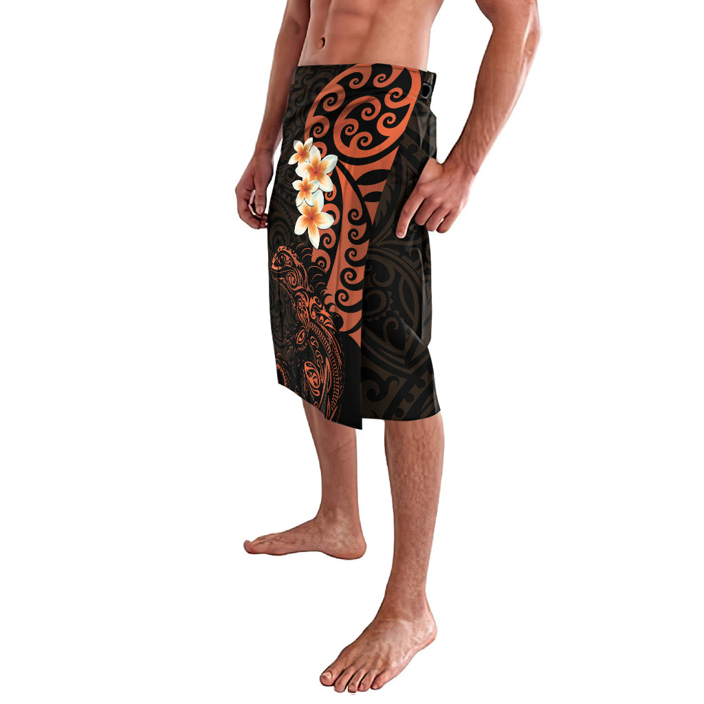 New Zealand Tuatara Plumeria Lavalava Maori Orange Koru Tribal Tattoo LT01 - Polynesian Pride