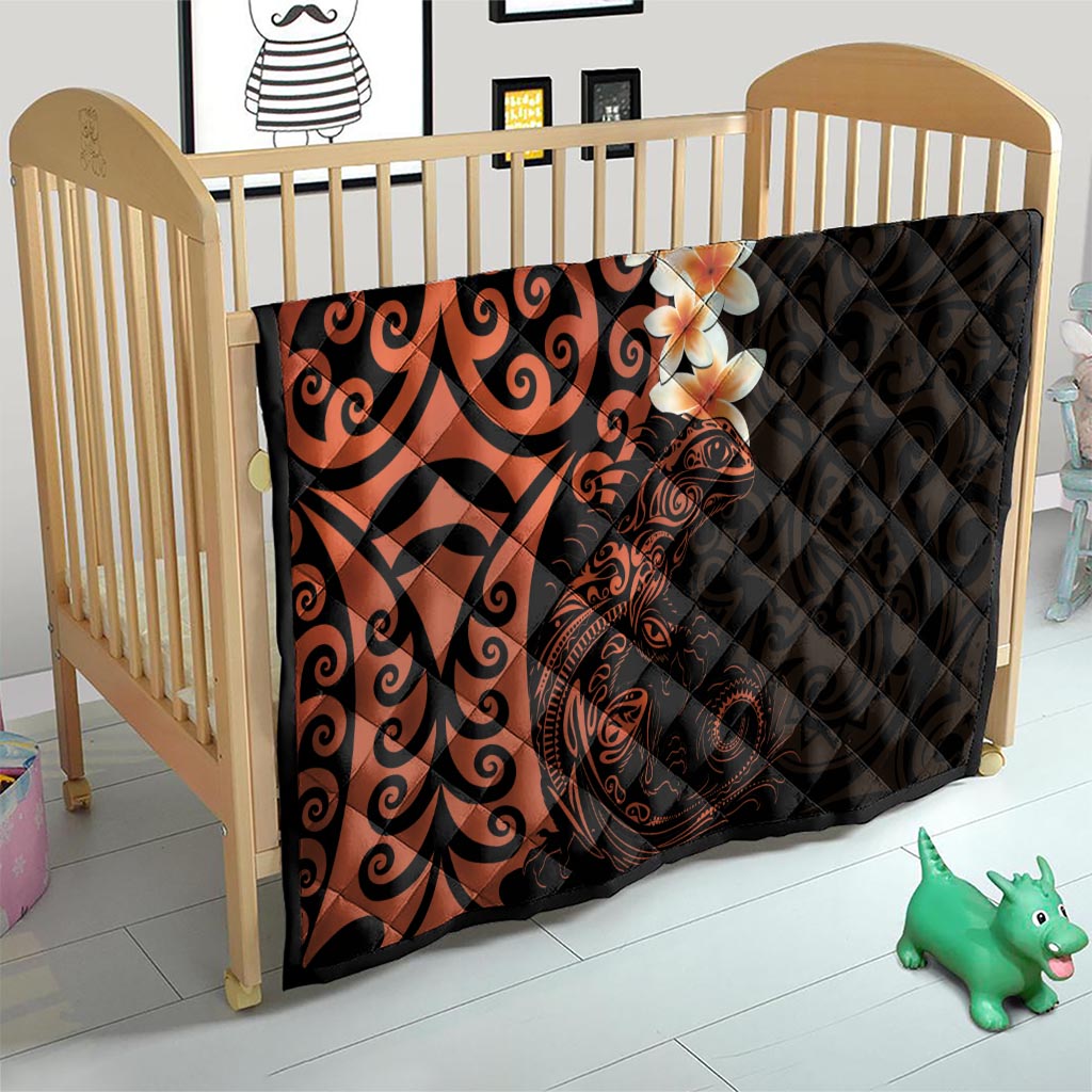 New Zealand Tuatara Plumeria Quilt Maori Orange Koru Tribal Tattoo LT01 - Polynesian Pride