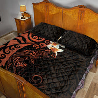 New Zealand Tuatara Plumeria Quilt Bed Set Maori Orange Koru Tribal Tattoo LT01 - Polynesian Pride