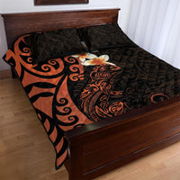 New Zealand Tuatara Plumeria Quilt Bed Set Maori Orange Koru Tribal Tattoo LT01 - Polynesian Pride