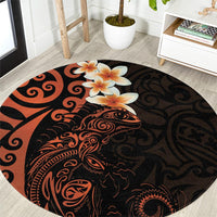 New Zealand Tuatara Plumeria Round Carpet Maori Orange Koru Tribal Tattoo LT01 Orange - Polynesian Pride