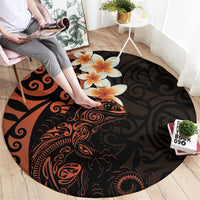 New Zealand Tuatara Plumeria Round Carpet Maori Orange Koru Tribal Tattoo LT01 - Polynesian Pride