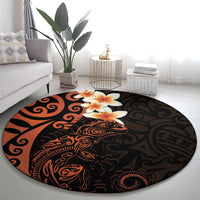 New Zealand Tuatara Plumeria Round Carpet Maori Orange Koru Tribal Tattoo LT01 - Polynesian Pride