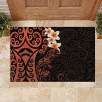 New Zealand Tuatara Plumeria Rubber Doormat Maori Orange Koru Tribal Tattoo LT01 - Polynesian Pride