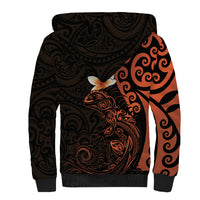 New Zealand Tuatara Plumeria Sherpa Hoodie Maori Orange Koru Tribal Tattoo LT01 - Polynesian Pride