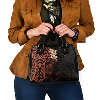 New Zealand Tuatara Plumeria Shoulder Handbag Maori Orange Koru Tribal Tattoo LT01 - Polynesian Pride