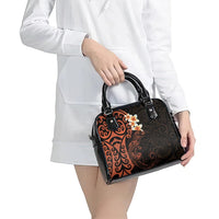New Zealand Tuatara Plumeria Shoulder Handbag Maori Orange Koru Tribal Tattoo LT01 - Polynesian Pride