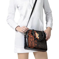 New Zealand Tuatara Plumeria Shoulder Handbag Maori Orange Koru Tribal Tattoo LT01 - Polynesian Pride