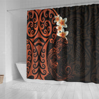 New Zealand Tuatara Plumeria Shower Curtain Maori Orange Koru Tribal Tattoo LT01 - Polynesian Pride