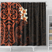 New Zealand Tuatara Plumeria Shower Curtain Maori Orange Koru Tribal Tattoo LT01 - Polynesian Pride
