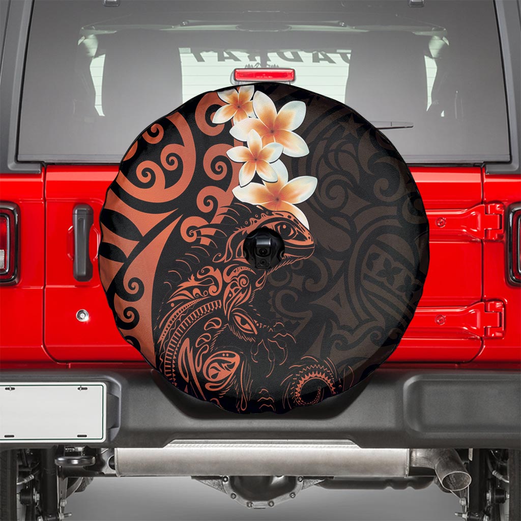 New Zealand Tuatara Plumeria Spare Tire Cover Maori Orange Koru Tribal Tattoo LT01 - Polynesian Pride