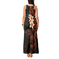 New Zealand Tuatara Plumeria Tank Maxi Dress Maori Orange Koru Tribal Tattoo LT01 - Polynesian Pride