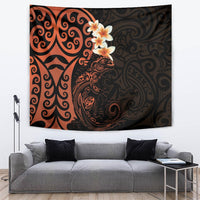 New Zealand Tuatara Plumeria Tapestry Maori Orange Koru Tribal Tattoo LT01 Orange - Polynesian Pride