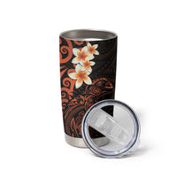 New Zealand Tuatara Plumeria Tumbler Cup Maori Orange Koru Tribal Tattoo LT01 - Polynesian Pride