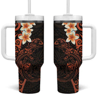New Zealand Tuatara Plumeria Tumbler With Handle Maori Orange Koru Tribal Tattoo LT01 One Size: 40 oz Orange - Polynesian Pride