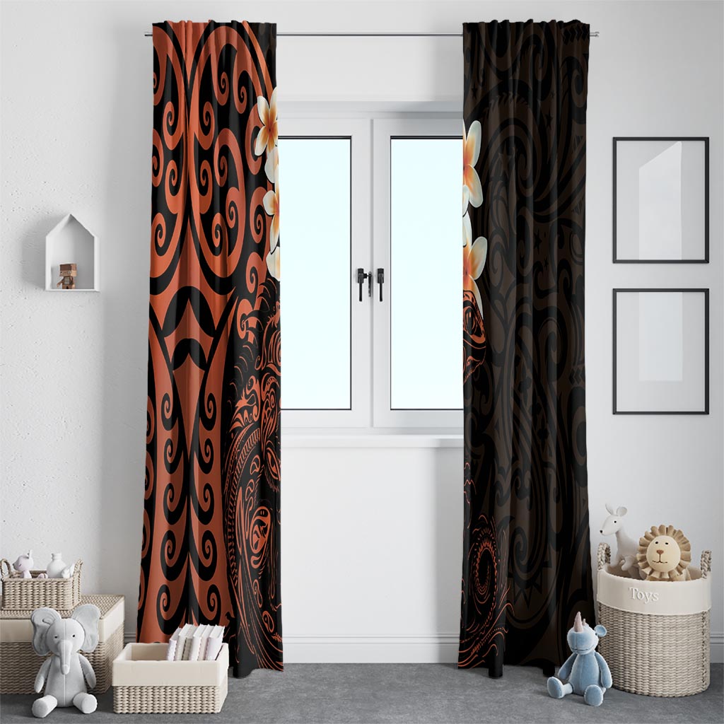 New Zealand Tuatara Plumeria Window Curtain Maori Orange Koru Tribal Tattoo LT01 - Polynesian Pride