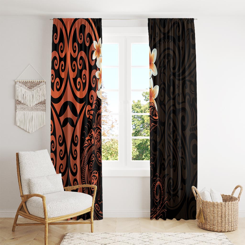 New Zealand Tuatara Plumeria Window Curtain Maori Orange Koru Tribal Tattoo LT01 - Polynesian Pride