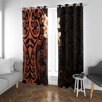 New Zealand Tuatara Plumeria Window Curtain Maori Orange Koru Tribal Tattoo LT01 With Grommets Orange - Polynesian Pride