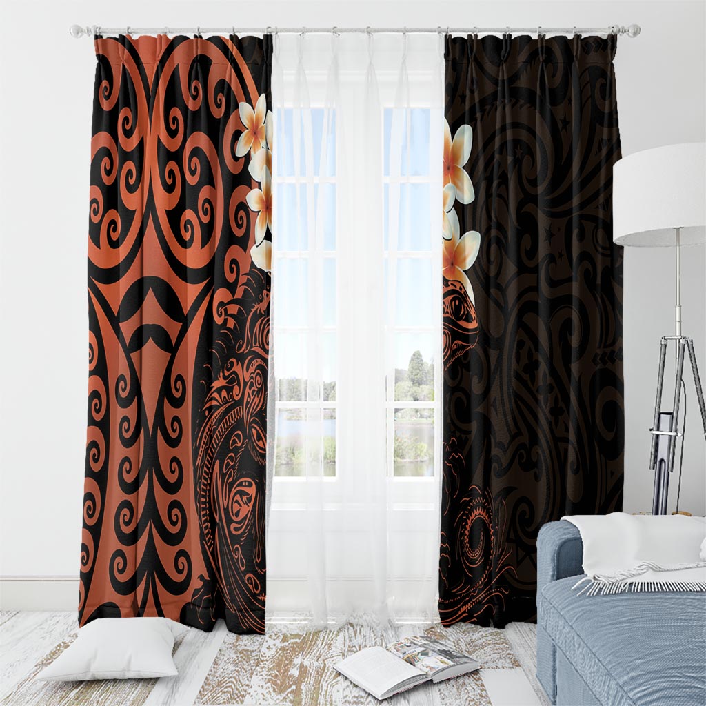 New Zealand Tuatara Plumeria Window Curtain Maori Orange Koru Tribal Tattoo LT01 - Polynesian Pride