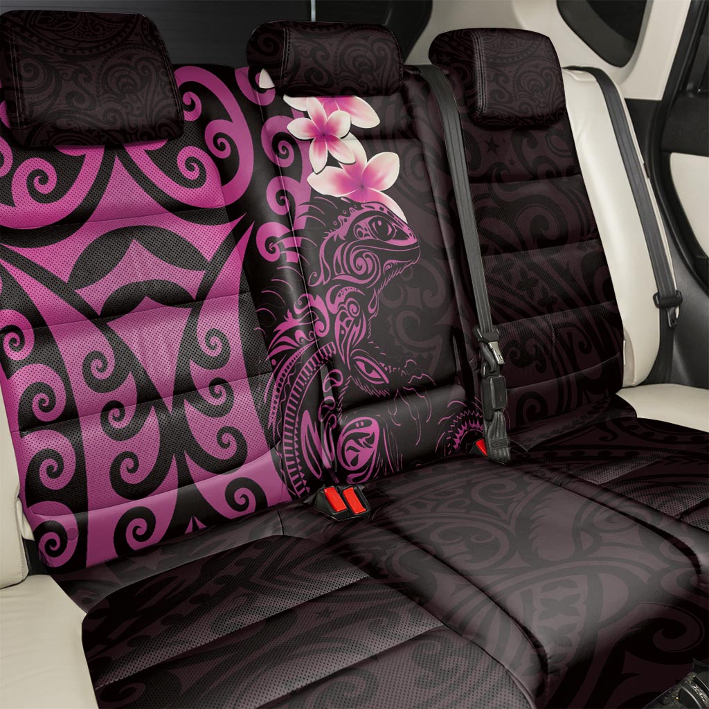 New Zealand Tuatara Plumeria Back Car Seat Cover Maori Pink Koru Tribal Tattoo LT01 - Polynesian Pride
