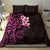 New Zealand Tuatara Plumeria Bedding Set Maori Pink Koru Tribal Tattoo