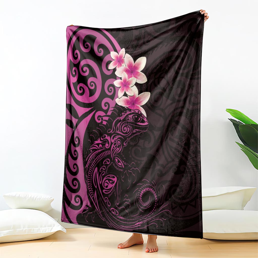 New Zealand Tuatara Plumeria Blanket Maori Pink Koru Tribal Tattoo LT01 - Polynesian Pride
