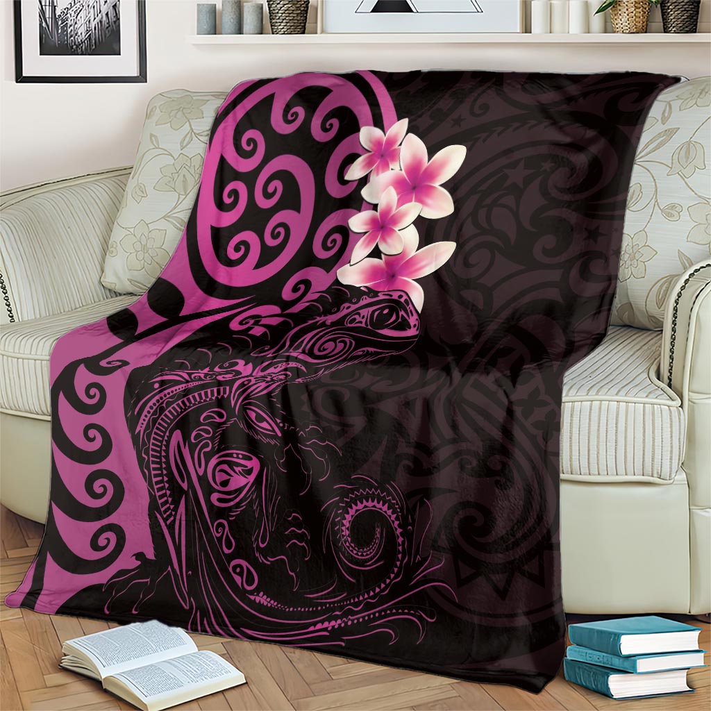 New Zealand Tuatara Plumeria Blanket Maori Pink Koru Tribal Tattoo LT01 - Polynesian Pride