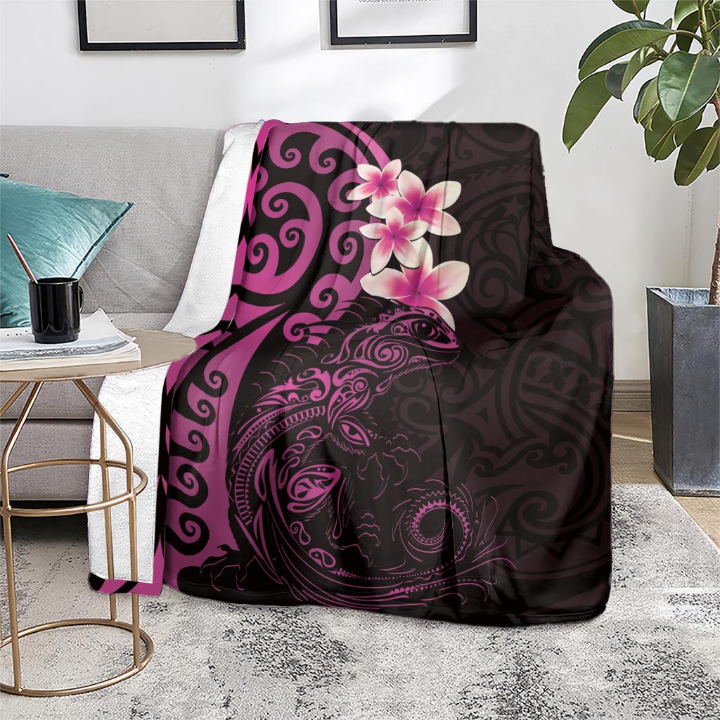 New Zealand Tuatara Plumeria Blanket Maori Pink Koru Tribal Tattoo LT01 - Polynesian Pride